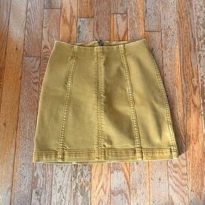 Camel toned mustard yellow tan mini skirt